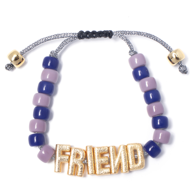 OEM gold Nylon Friendship Letter Bead Bracelet With adjustable braid clasp