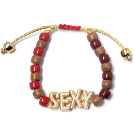 OEM gold Nylon Friendship Letter Bead Bracelet With adjustable braid clasp