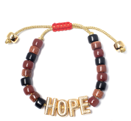 OEM gold Nylon Friendship Letter Bead Bracelet With adjustable braid clasp