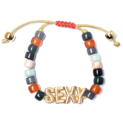 OEM gold Nylon Friendship Letter Bead Bracelet With adjustable braid clasp