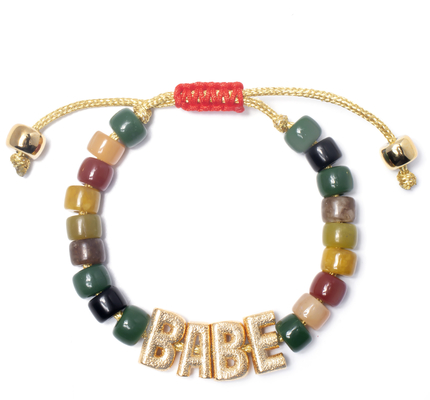 OEM gold Nylon Friendship Letter Bead Bracelet With adjustable braid clasp