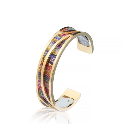 Embed Gold Plated Rainbow Cuff Bracelet Bangle Boho bohemia fashion