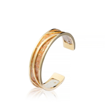 Gold Plated Metallic Brass Handmade Leather Cuffs 13mm width
