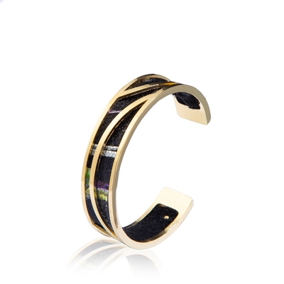 18.5cm Handmade Leather Cuffs 14k Gold Plated Brass With High Level Polishing