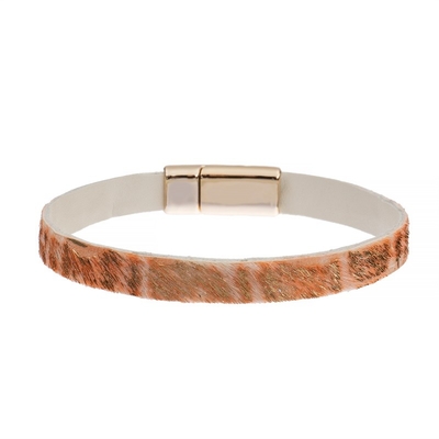 Horse hair Leather Bracelet With Magnetic Closure Animal print