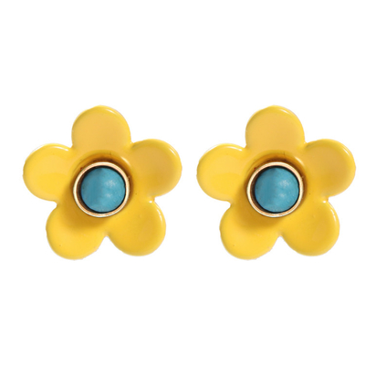 OEM ODM Flower Enamel Earrings 5g/Pair Colorful For Women