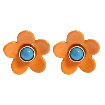OEM ODM Flower Enamel Earrings 5g/Pair Colorful For Women