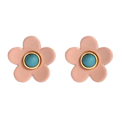 OEM ODM Flower Enamel Earrings 5g/Pair Colorful For Women