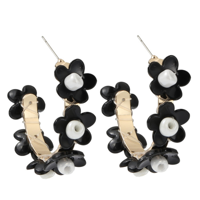 35mm Winter Flower Hoop Earring Nickel.Lead Chromium Free