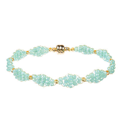Stretchy Multi Beaded Bracelets Sets , Green Silver Seed Beads Bracelets