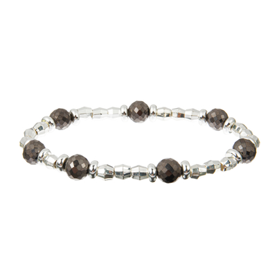 Hematite 0.7mm Beaded Bracelets Sets Black And White Gold With Silver