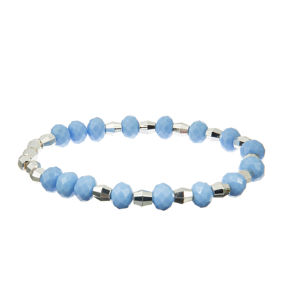 Silver Foiled Beaded Bracelets Sets , 7.25&quot; Sterling Silver Bangles Set