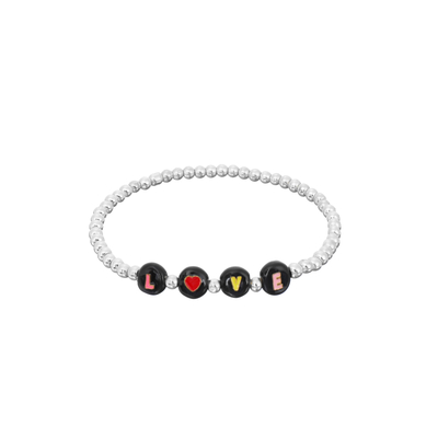 3mm Beaded Letter Bracelet , Name Beaded Bracelets gold black and white