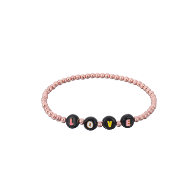 3mm Beaded Letter Bracelet , Name Beaded Bracelets gold black and white