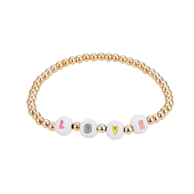 3mm Beaded Letter Bracelet , Name Beaded Bracelets gold black and white