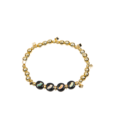 KC Gold Hematite Alphabet Letter Bracelet Black Rainbow Alloy Material