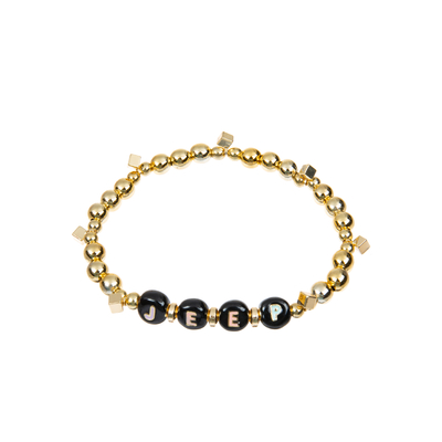 KC Gold Hematite Alphabet Letter Bracelet Black Rainbow Alloy Material