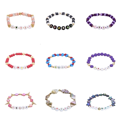 Polymer Clay Custom Letter Bead Bracelets 100 Handmade with 2mm holes