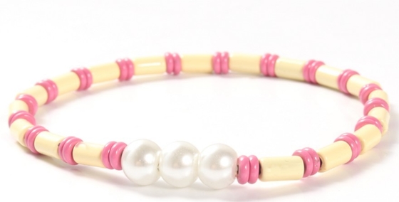 6mm Shell Pearl And Bead Bracelet Bohemian Style 18.5cm strechy adjustable size
