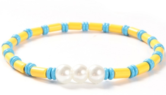 6mm Shell Pearl And Bead Bracelet Bohemian Style 18.5cm strechy adjustable size