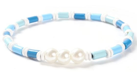 6mm Shell Pearl And Bead Bracelet Bohemian Style 18.5cm strechy adjustable size