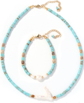 KC Jewelry Turquoise Pearl Bracelet Baroque Luxury Court Style