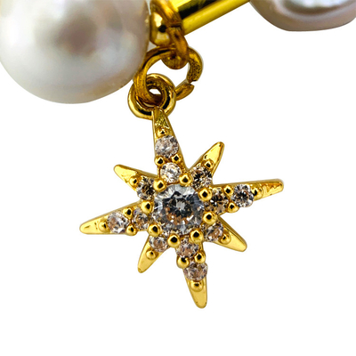 Real Gold Plated Freshwater Pearl Bracelet , 7.25 inches North Star Bead Bracelet