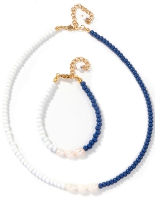 5-6mm Freshwater Pearl Bracelet , rainbow colored Enamel Bead Bracelet