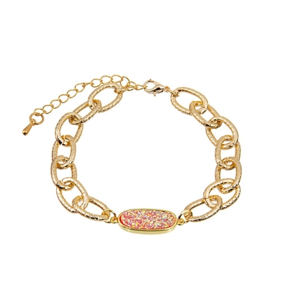 Resin Druzy Multicolor Bead Bracelet 15g With Extension Chain Adjustable Size