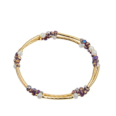 4mm Crystal Bead Stretch Bracelets OEM ODM With Gold Brass Tube