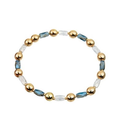 18.5cm Handmade Beads Bracelets , Hematite 6mm Gold Bead Bracelet