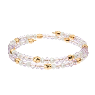 3 Layer Wire Crystal Wrap Bracelets With Gold Brass Pink Purple Orange