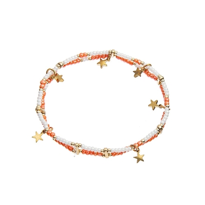 5mm Brass Star Handmade Beads Bracelets With 2mm Seed Beads