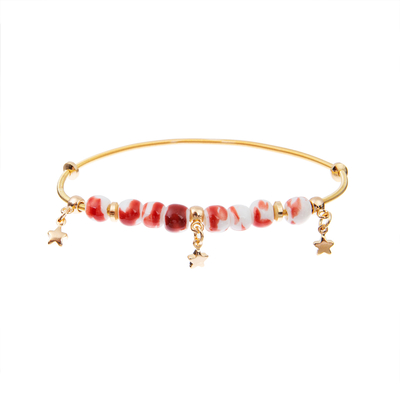 7.5'' Tassel Beaded Handmade Bracelets stretchy 14k Gold Plated