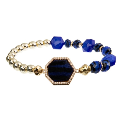 ODM 15g Leather Bead Bracelet navy blue leopard Non polluted