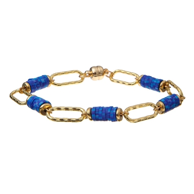 Rainbow Polyclay Piece Handmade Beads Bracelets 6mm With Gold Chain Magnets