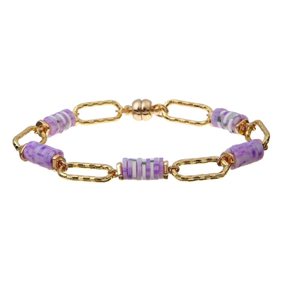 Rainbow Polyclay Piece Handmade Beads Bracelets 6mm With Gold Chain Magnets