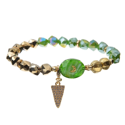 Pearl Turquoise Pastel Stretchy Crystal Bracelets with Glass Glazed Beads String