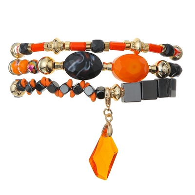 Stretchy Halloween Jewelry Set Swarovski Style With Crystal Hematite Charm