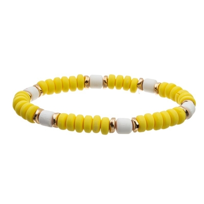 Geometric Golden Metal Tube Hand Craft Beads Bracelet Yellow Crystal Set