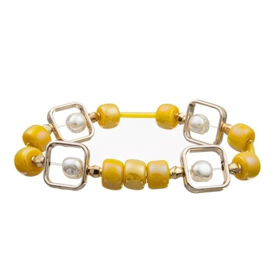 Leather Wrap Crystal Bead Bracelet With Magnetic Clasp For Girl