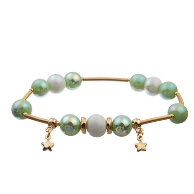 Geometric Fresh Green Color Crystal Beads Bracelets Vintage Style Gift For Her
