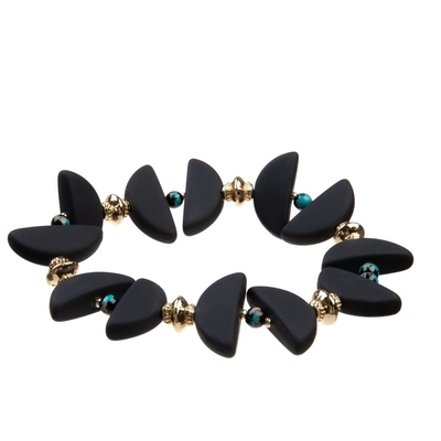 Cool Punk Style Handmade Leather Bracelet With Gold Chain Checkerboard Pattern Ball