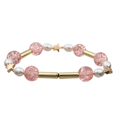 Bohemia Multi Stack Pink Color Beaded Elastic Bracelet For Summer Fashion