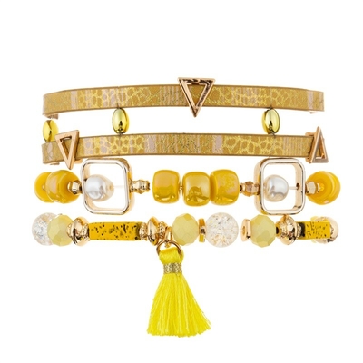 Leather Wrap Crystal Bead Bracelet With Magnetic Clasp For Girl