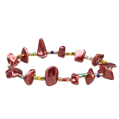 Red Stackable Handmade Beads Bracelets For Fashion Teen With Rainbow Zircon