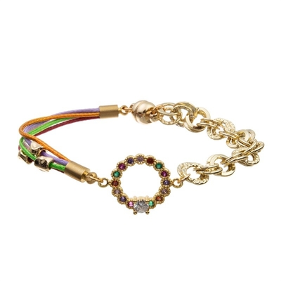 Red Stackable Handmade Beads Bracelets For Fashion Teen With Rainbow Zircon
