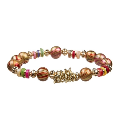 Red Stackable Handmade Beads Bracelets For Fashion Teen With Rainbow Zircon