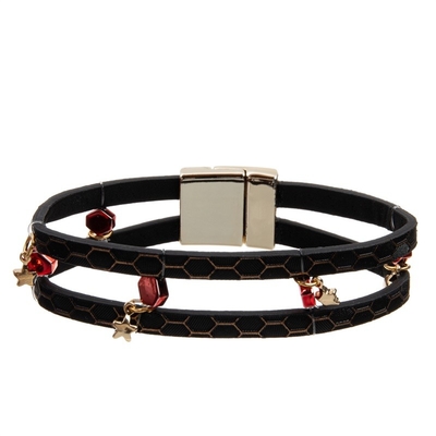 Genuine Leather Hand Craft Multilayer Bracelet Customizable Black Color