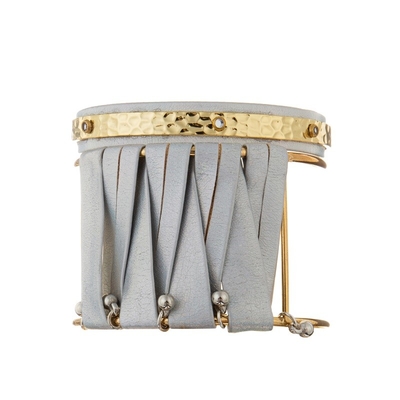 Hand Woven Metallic Color Leather Cuff Bracelets For Women Girl
